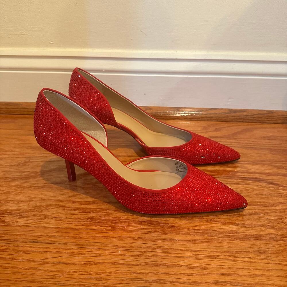 INC International Concepts Gazala Red Rhinestone D’Orsay Pumps Heels 8.5M